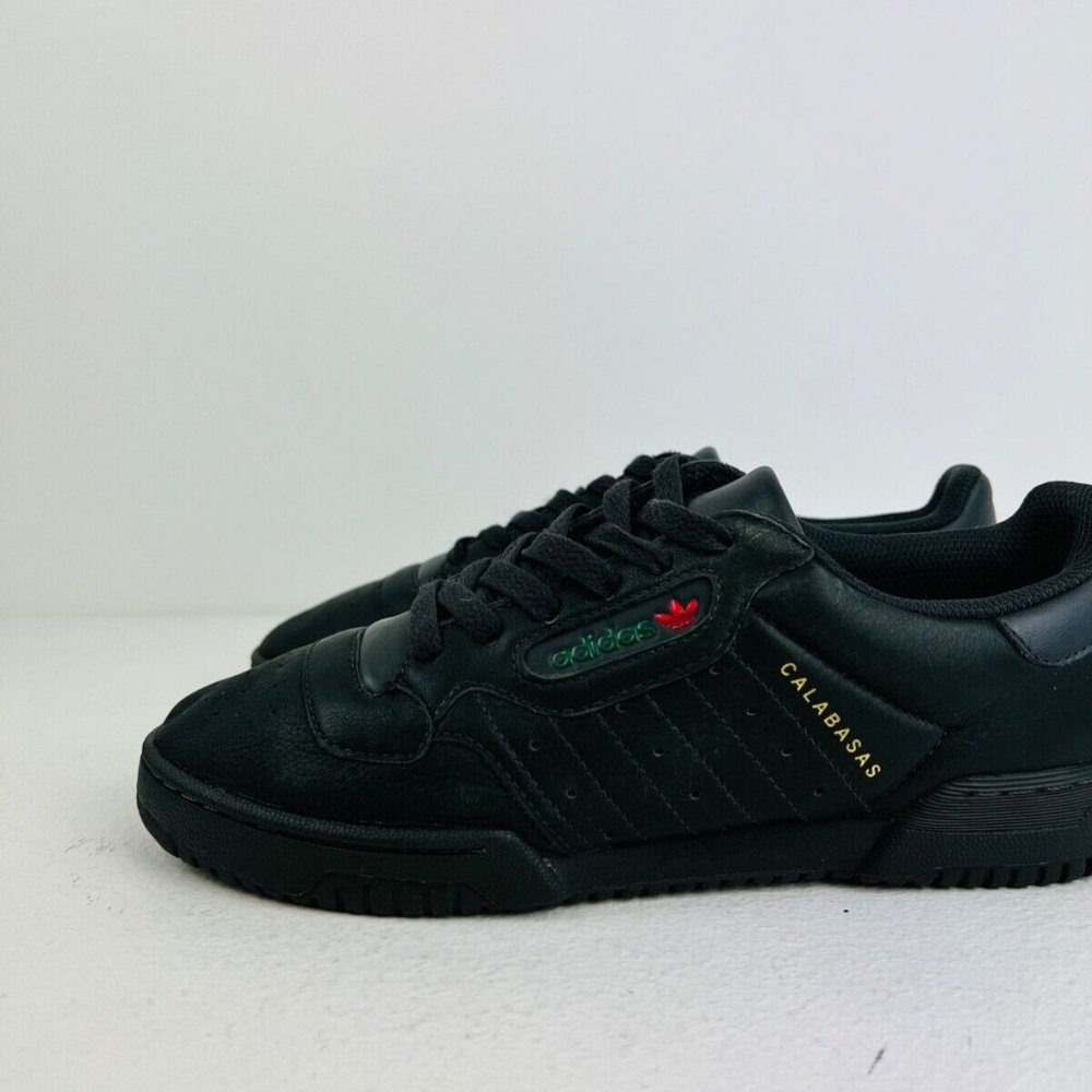 Adidas Calabasas Powerphase Yeezy Black Leather Low Top Tennis Trainers UK 7 - Picture 2 of 9